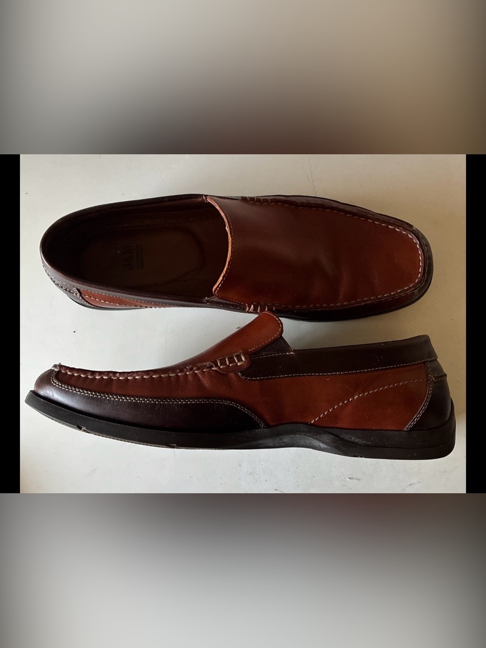 Johnston & Murphy Shearling Sheepskin Men’s Brown Leather Loafer Slip On Sz 13M